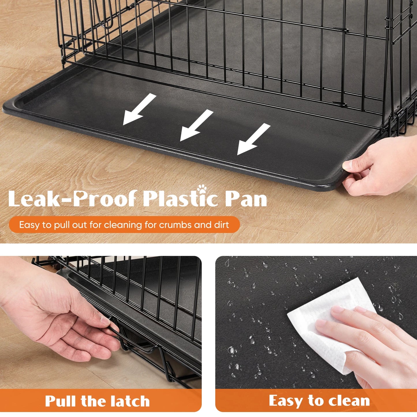 48 In. Double Door Folding Metal Wire Dog Cage