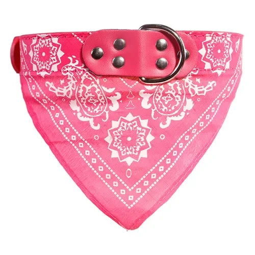 Adjustable Leather Printed Dog Bandana