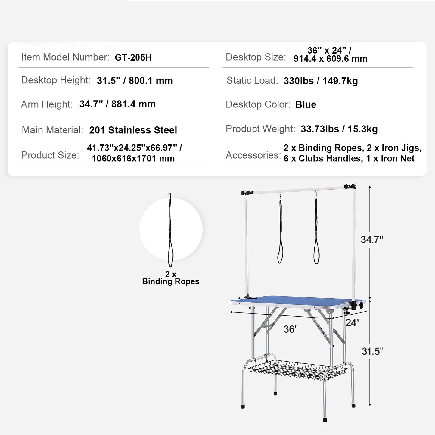 Foldable Grooming Station w/Two Arms