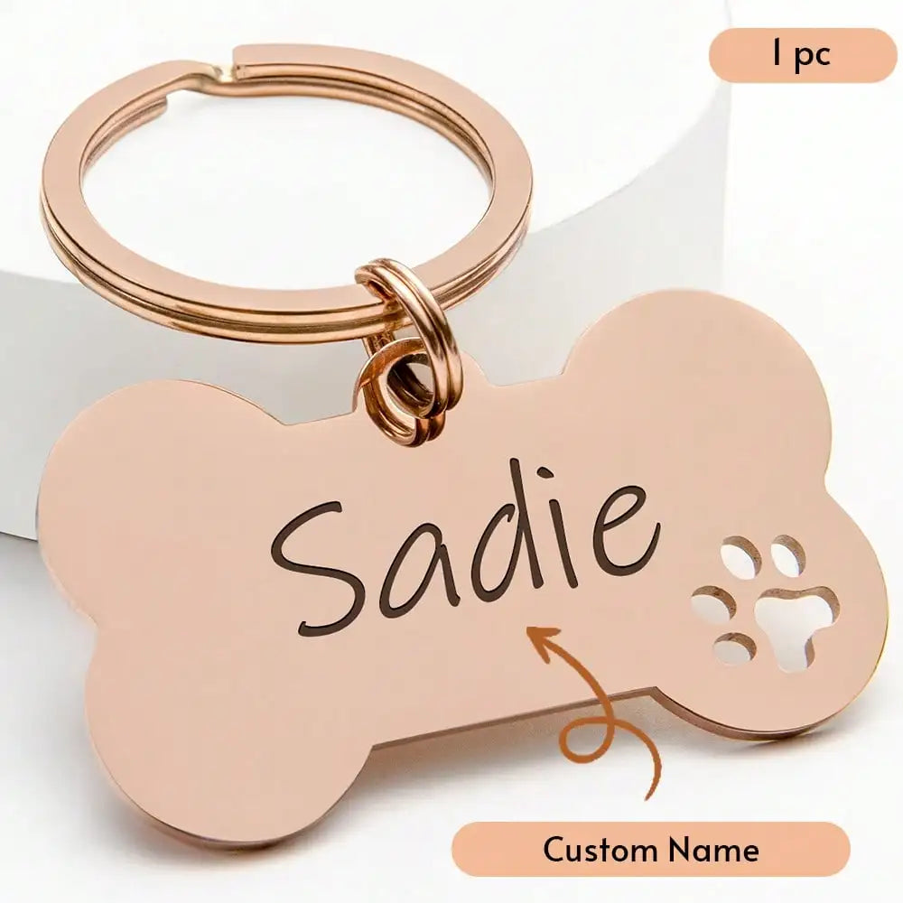 Engraved Stainless Steel Bone-Shaped Pet ID Tag
