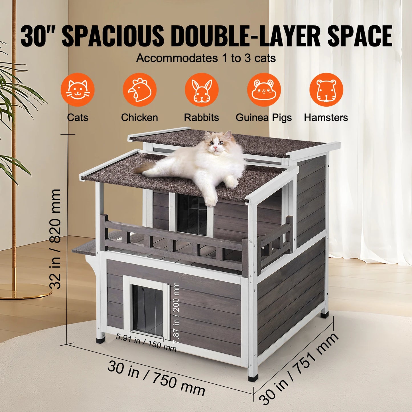 2-Story Large Outdoor Cat House