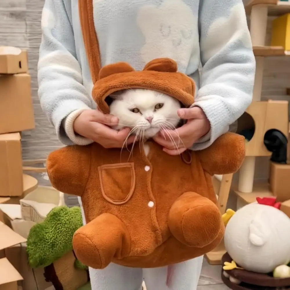 Cozy Plush Dog Purse w/Secure Harness Clip