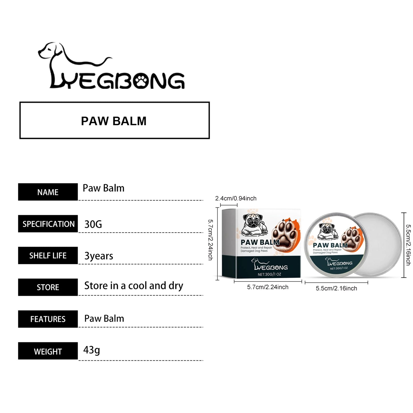 30g Paw Care Balm Moisturizer Repair