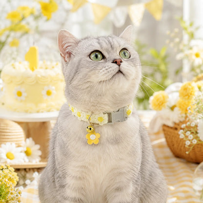 Soft Lace Adjustable Flower Collar with Bell