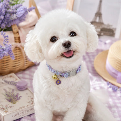 Soft Lace Adjustable Flower Collar with Bell