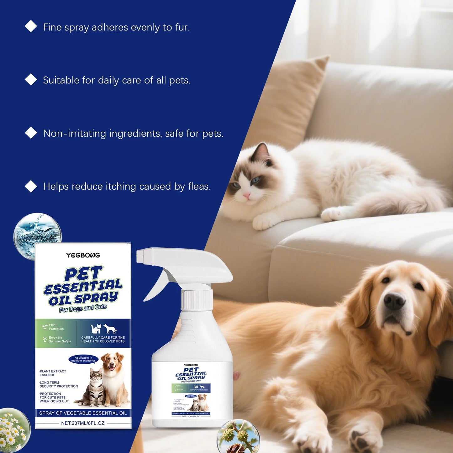 237mL Pet Essential Oil Spray, Dogs/Cats