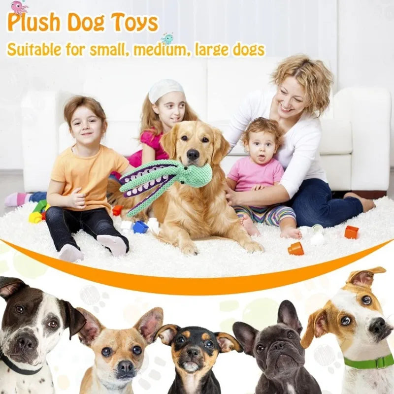 Large, Soft Fabric, Squeaky Plush Dog Toy