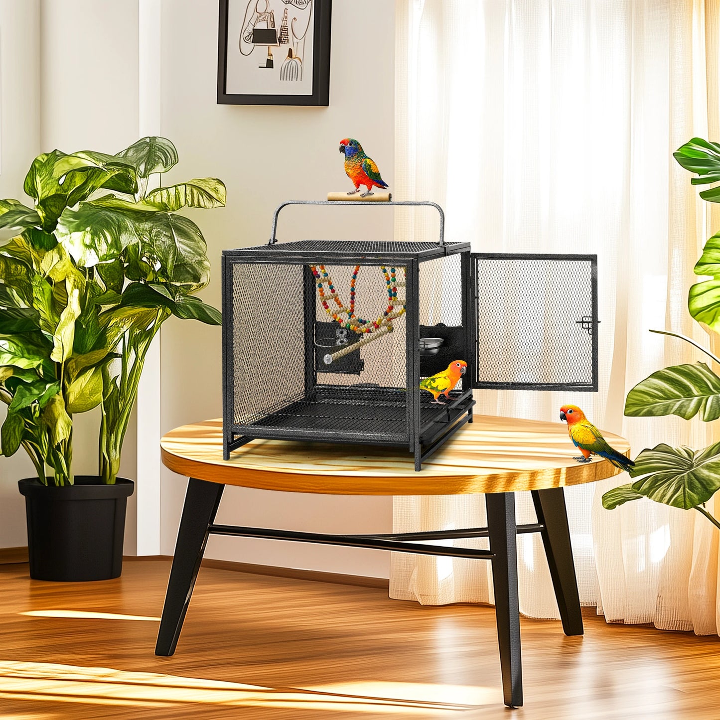Wrought Iron Bird Travel Carrier
