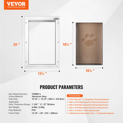 Aluminum Frame Pet Door w/Lock & Flap System