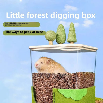 Hamster Digging Box, Small Forest Felt Hideout Toy