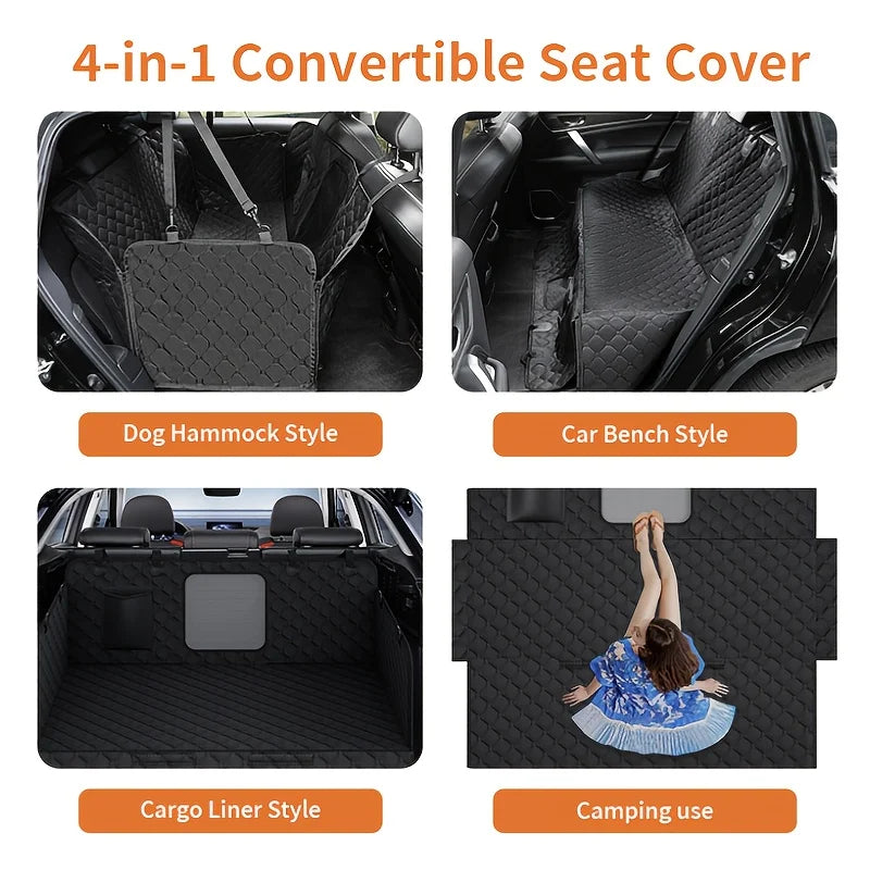 Waterproof, Nonslip Car Seat Cover w/Storage Pockets