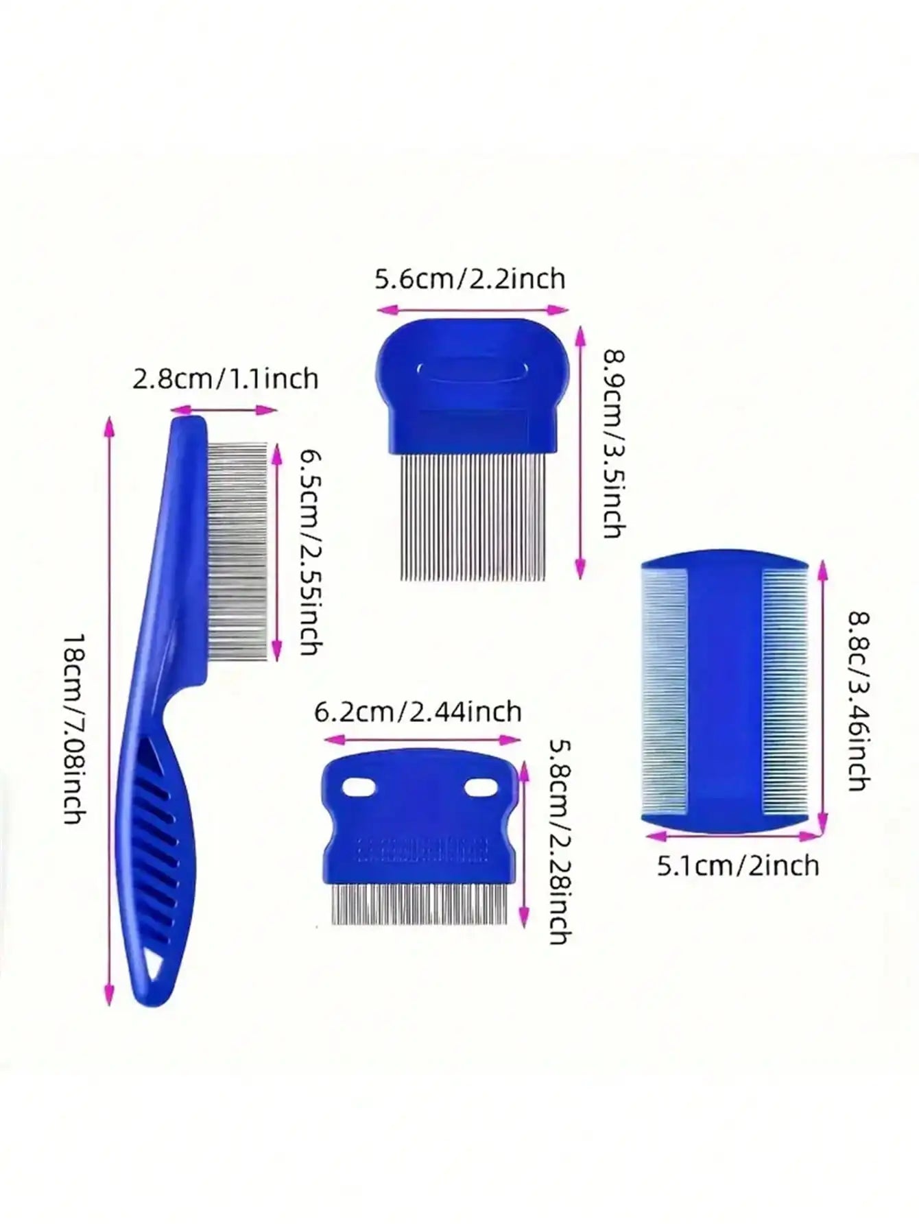 4pcs Stainless Steel Lice Comb Set