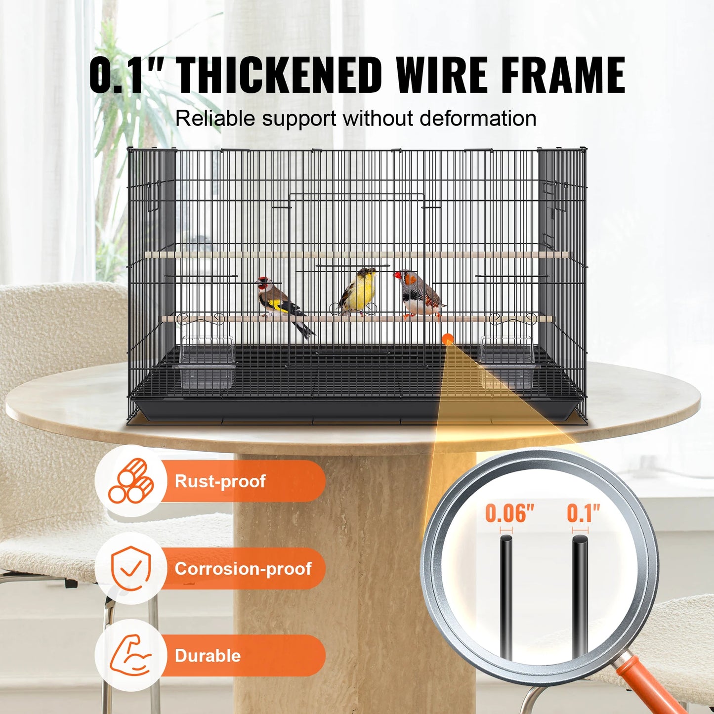 30in Metal Bird Cage 
 

69-Inch Extra Large Rolling Bird Cage for Parrots and Cockatiels Flight Cage with Storage Shelf,Feed Bowls & Wood Perch