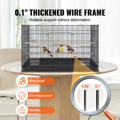 30in Metal Bird Cage 
 

69-Inch Extra Large Rolling Bird Cage for Parrots and Cockatiels Flight Cage with Storage Shelf,Feed Bowls & Wood Perch