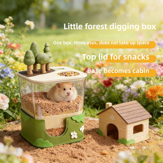 Hamster Digging Box, Small Forest Felt Hideout Toy