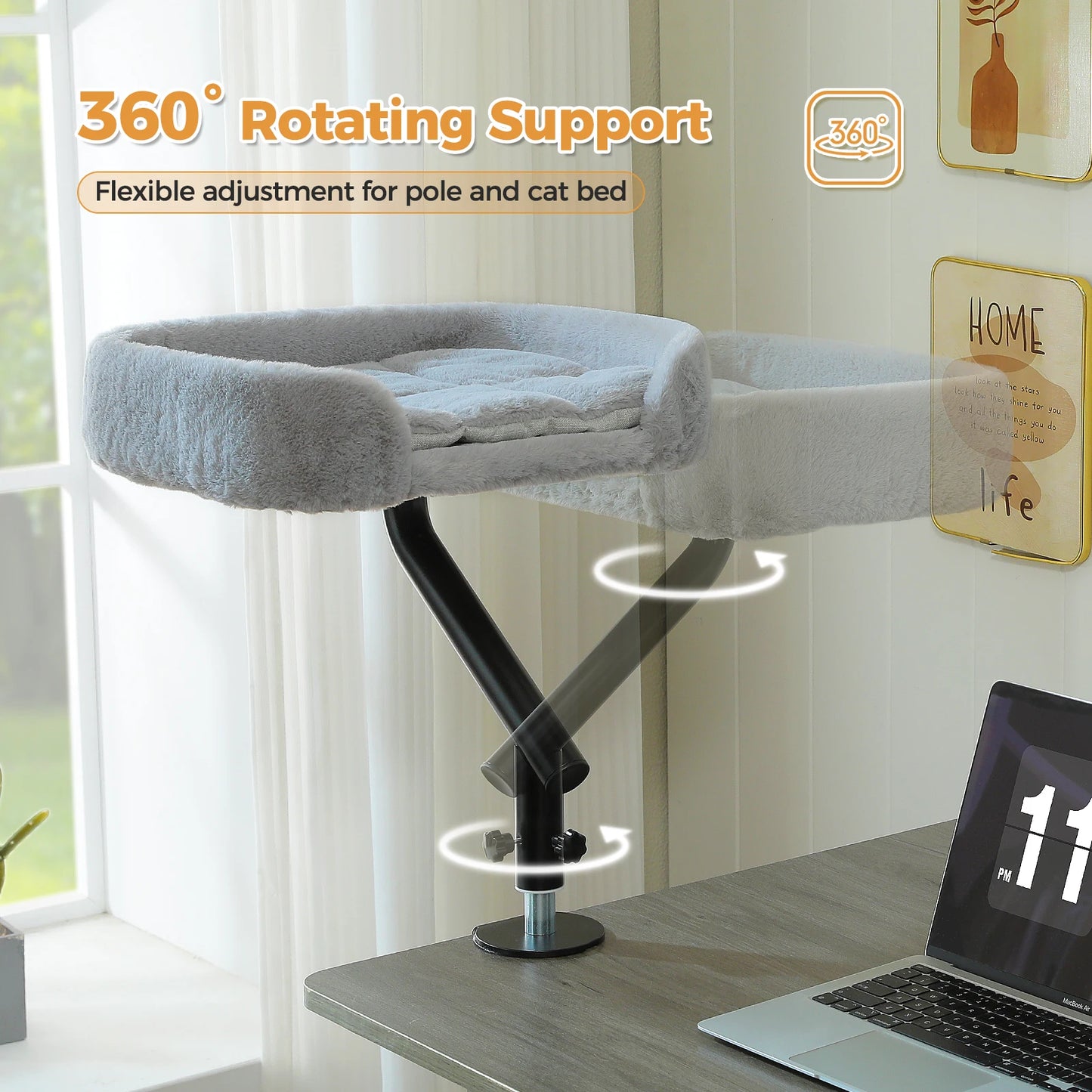 Adjustable 360° Cat Bed Stand