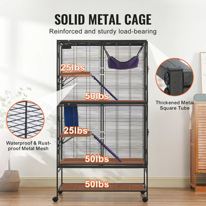 Large 4 Tier Rolling Metal Ferret Cage