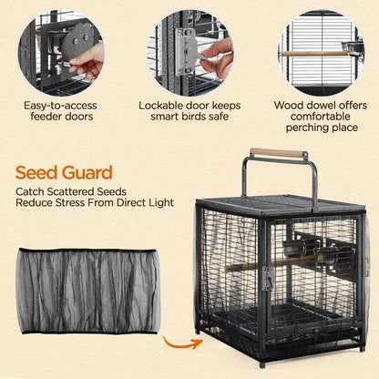 25.5'' Wrought Iron Bird Travel Carrier with Handle