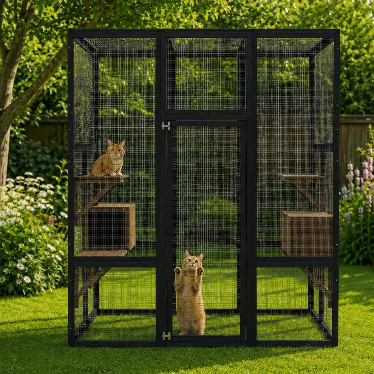 70in Wooden Outdoor Cat Enclosure