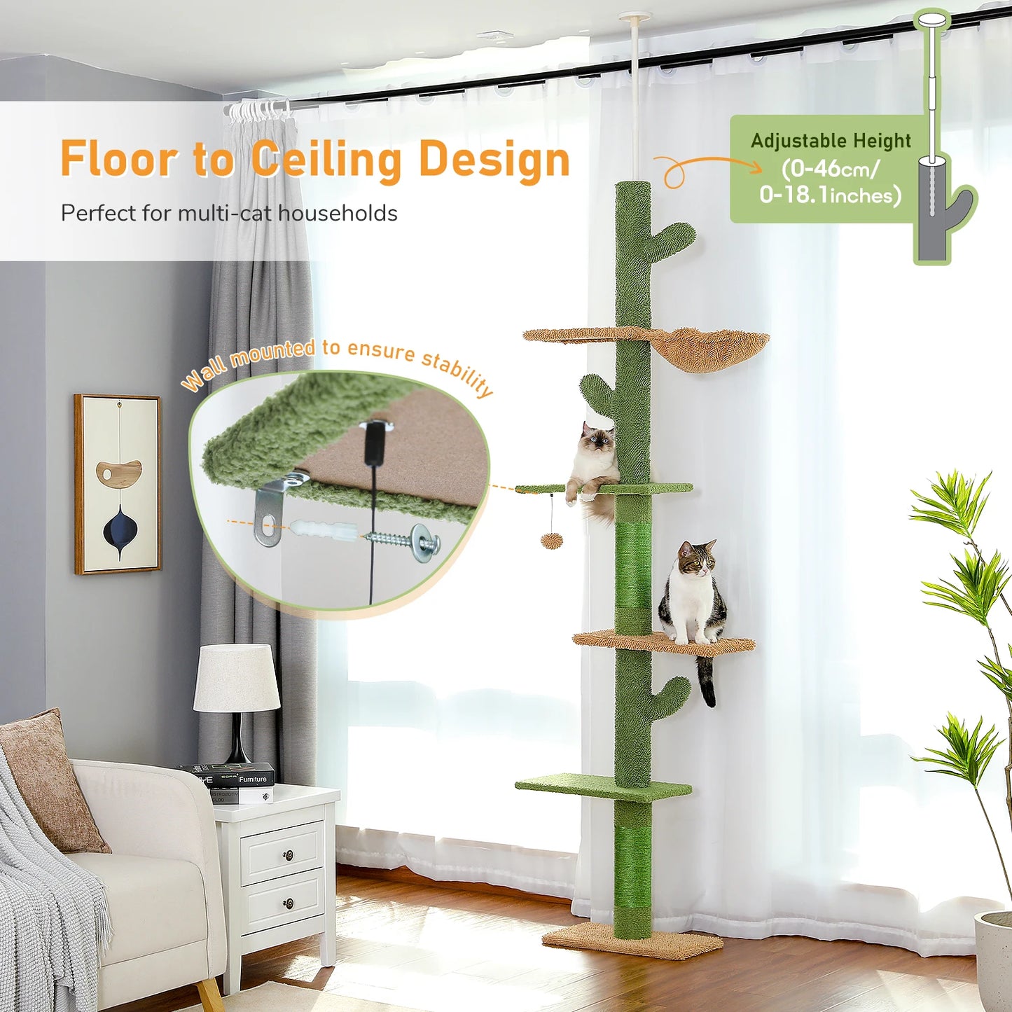 5-Tier Floor to Ceiling Cat Tree