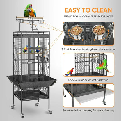 61-inch Large Bird Cage w/Rolling Stand
