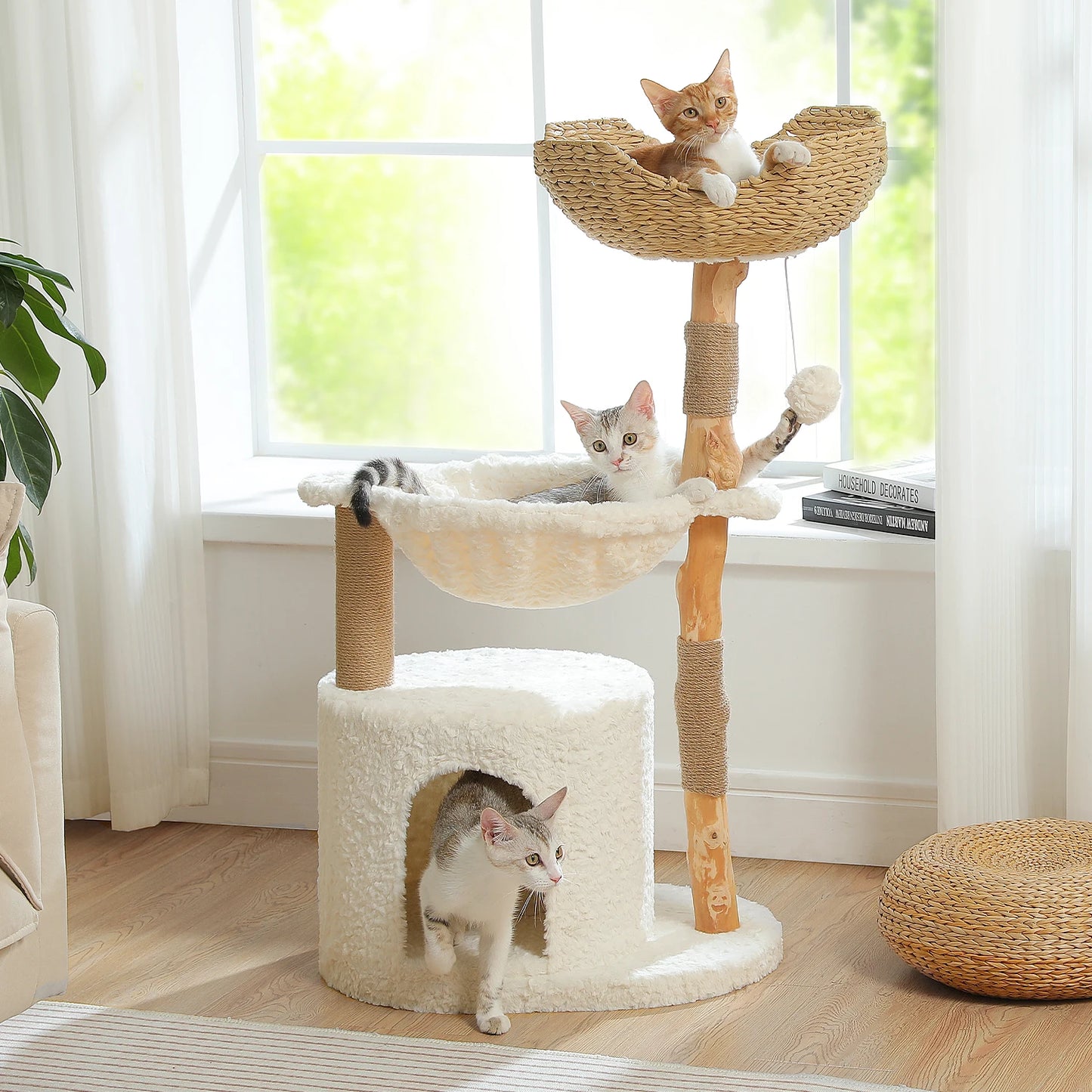 Tree Tower with Natural Solid Wood Scratching Posts