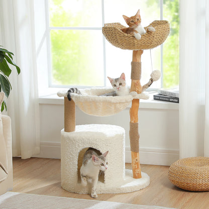 Tree Tower with Natural Solid Wood Scratching Posts