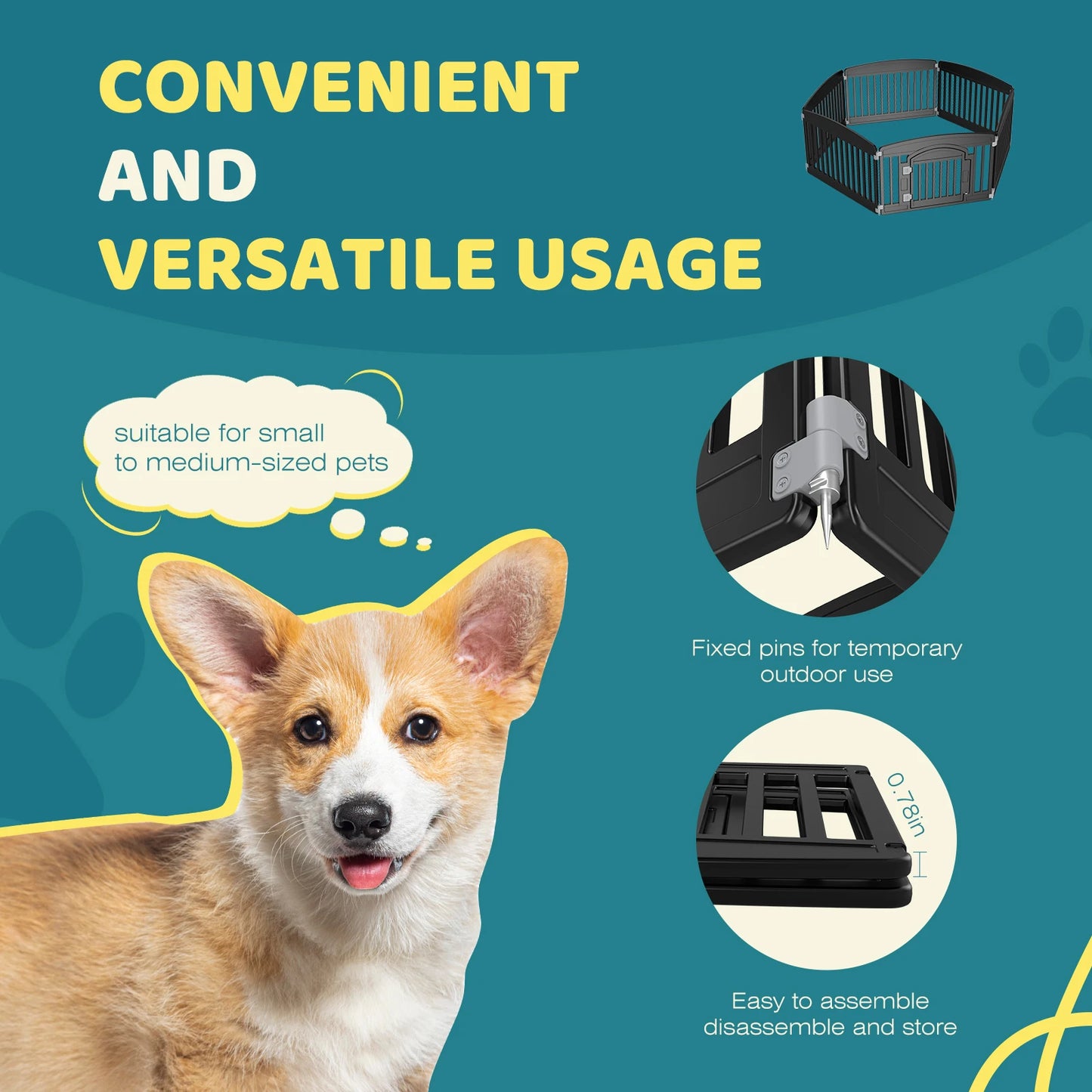 6 Panel Expandable Plastic Dog Playpen