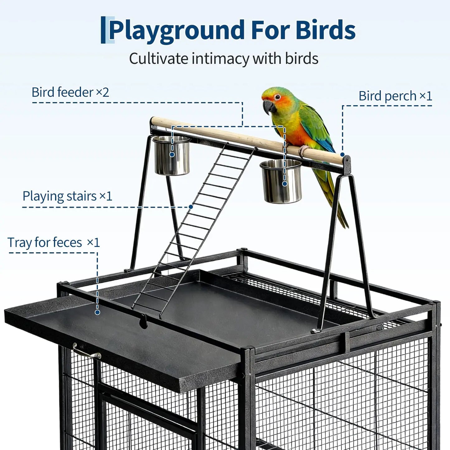 69" Extra Large Bird Cage with Rolling Stand