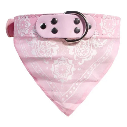 Adjustable Leather Printed Dog Bandana