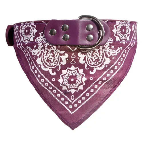 Adjustable Leather Printed Dog Bandana