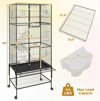 69-Inch XL Rolling Bird Cage