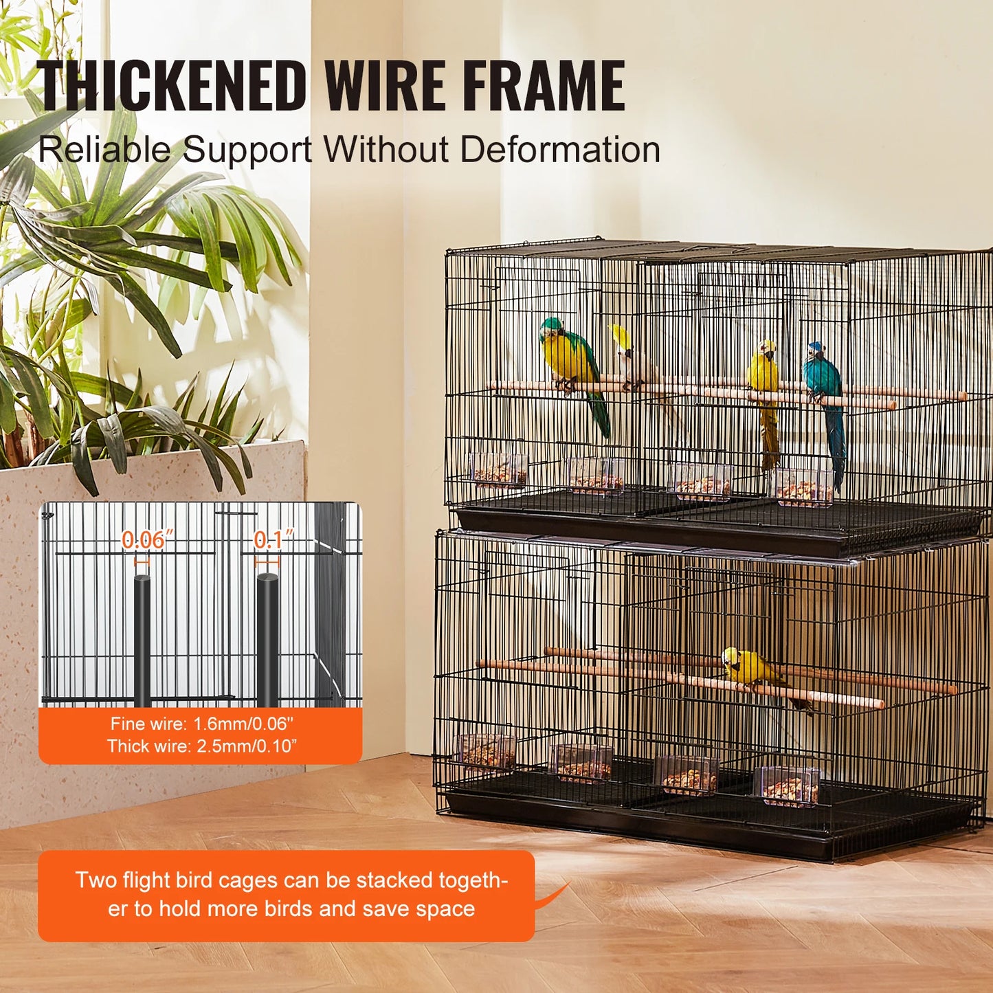 30In Bird Cage. Stackable Divided