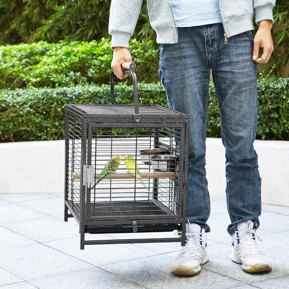 25.5'' Wrought Iron Bird Travel Carrier with Handle