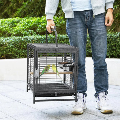 25.5'' Wrought Iron Bird Travel Carrier with Handle