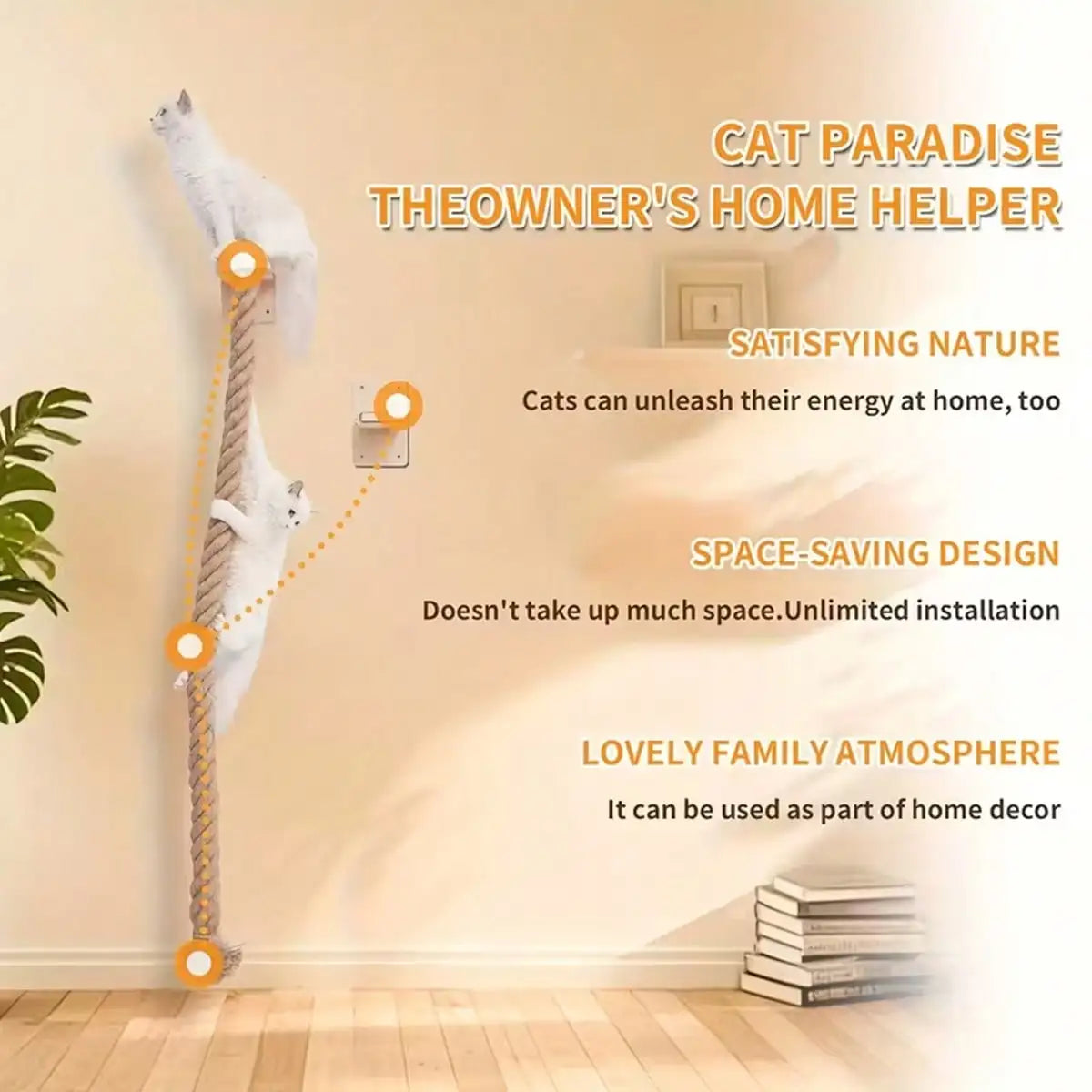 Scratching Post Tree w/Climbing Rope, Large Ladder & Resting Platform