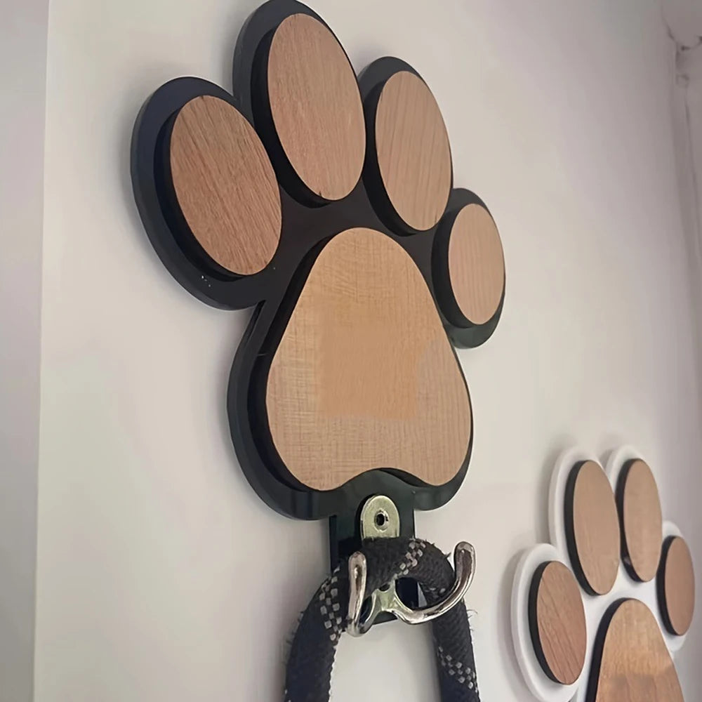 Paw Print Wooden Dog Leash Hanger