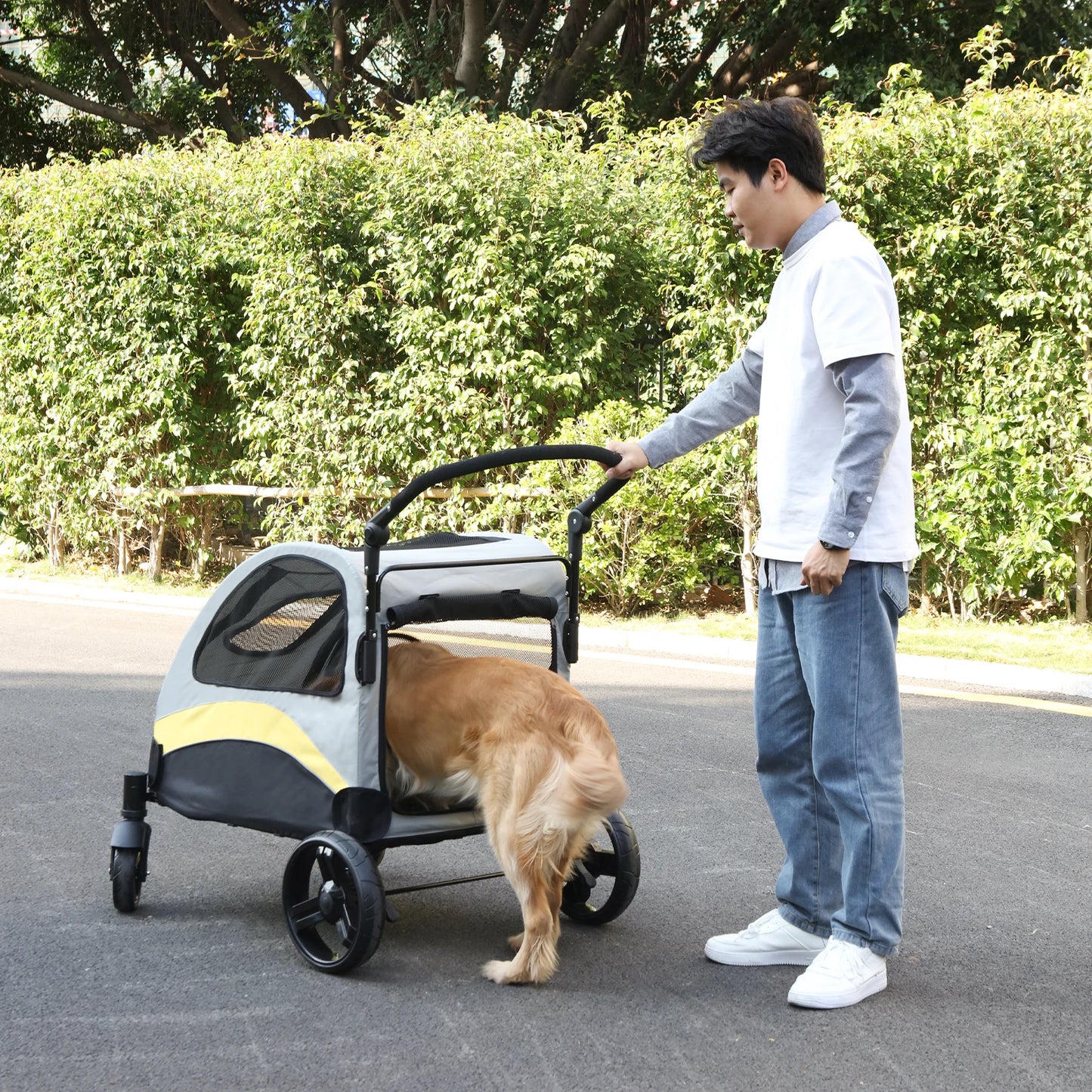 Portable 4 Wheels Dog Stroller for Large Dogs