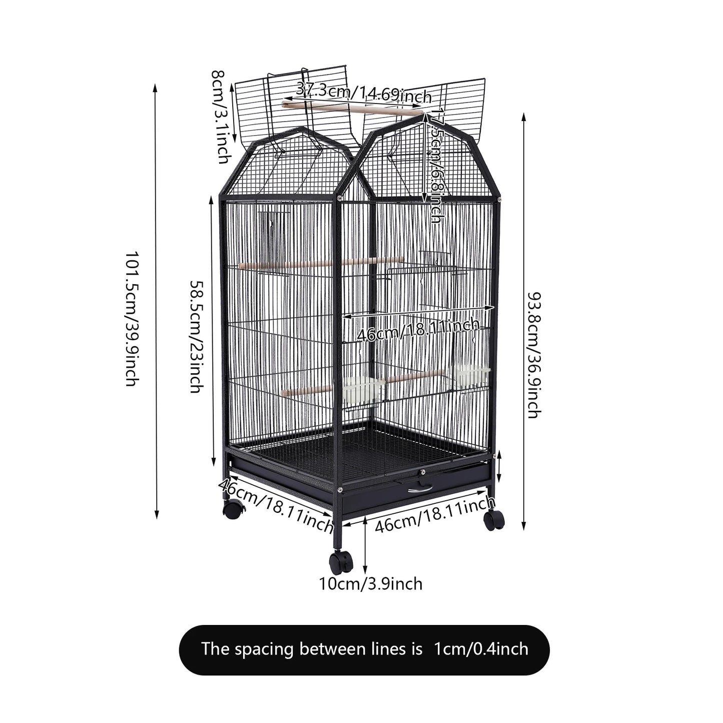 18x18x40 Inch Metal Bird Cage