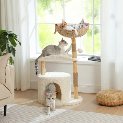Tree Tower with Natural Solid Wood Scratching Posts