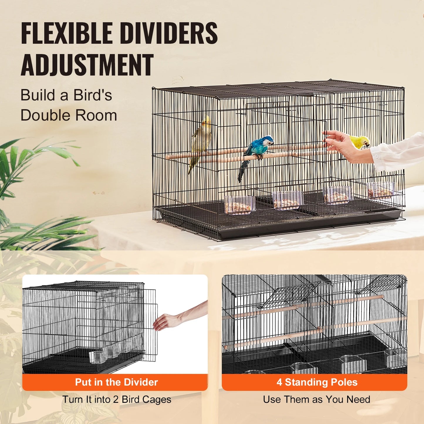 30In Bird Cage. Stackable Divided