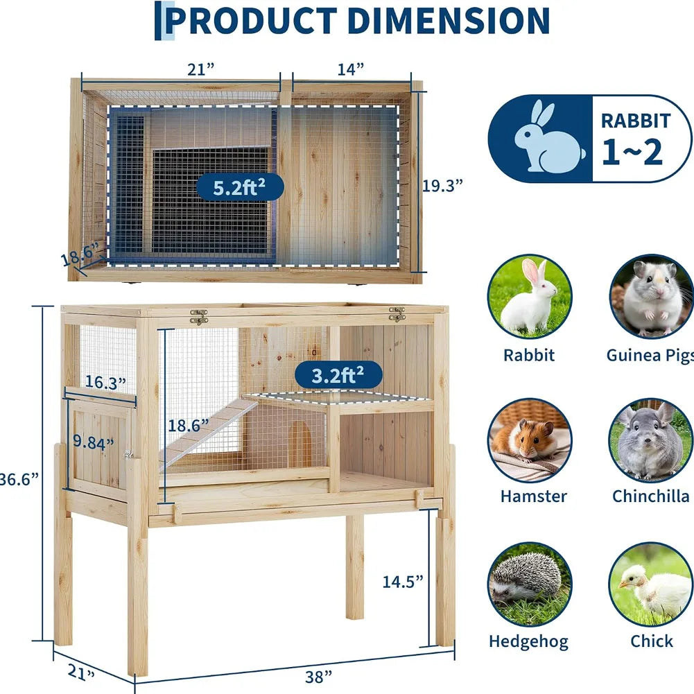 Wooden Indoor Guinea Pig Cage with Stand