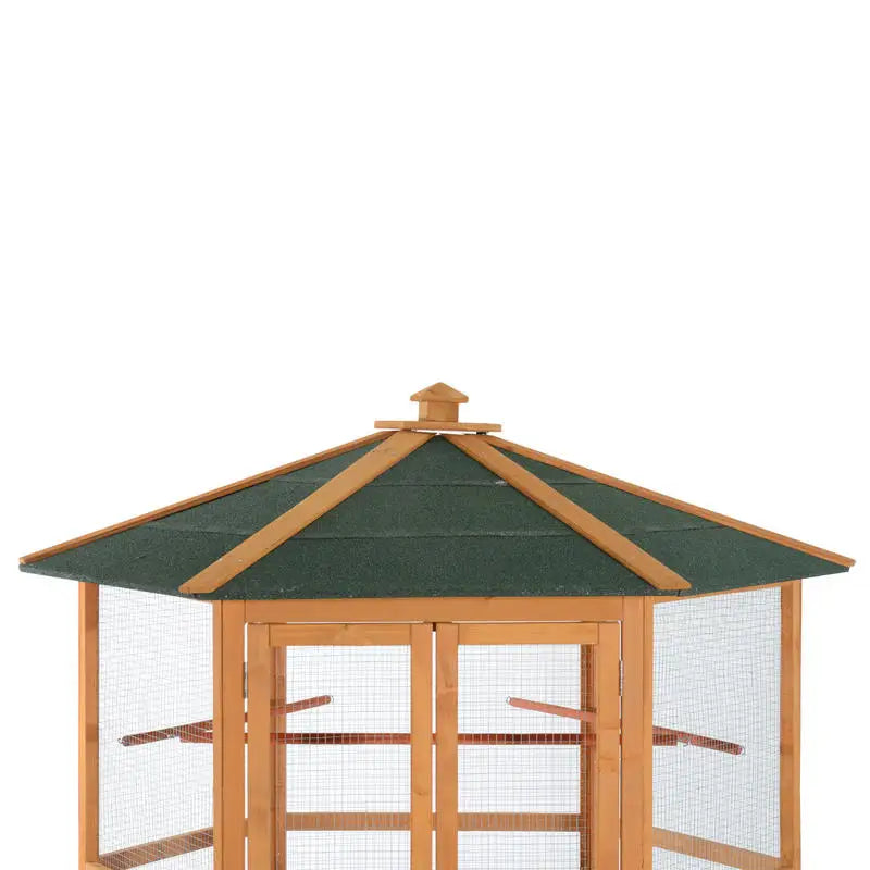 70"H Hexagonal Wooden Bird Cage