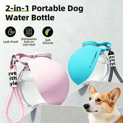 2-in-1 Portable Dog Water Bottle w/Lanyard