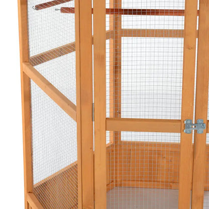 70"H Hexagonal Wooden Bird Cage