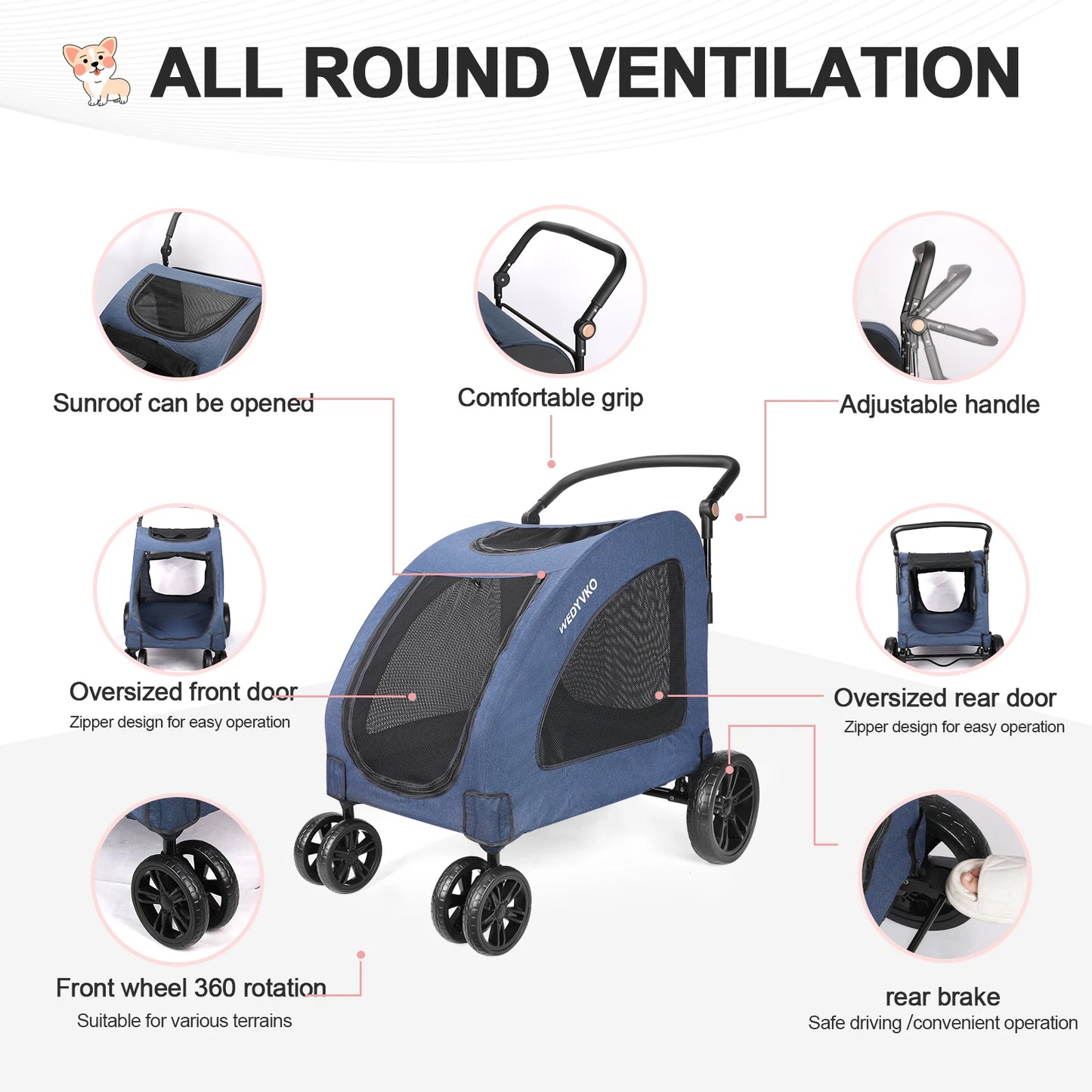Heavy Duty Dog Stroller for Large Dogs