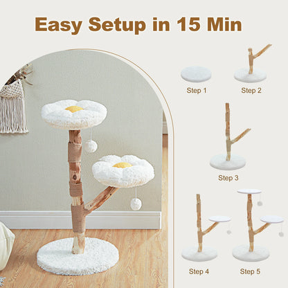Modern Wood Flower Tree for Indoor Cats