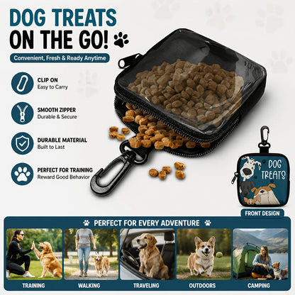 Portable Dog Snack Bag with Transparent Window and Zipper