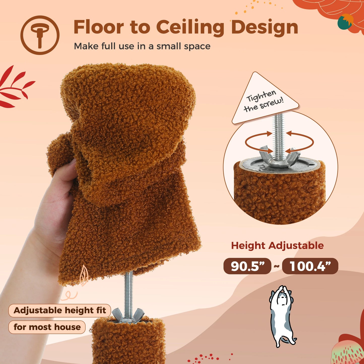 Adjustable Height Floor to Ceiling Cat Tower