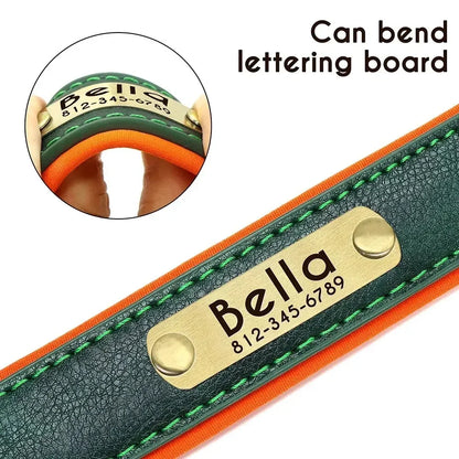 Customized Leather ID Nameplate Collar